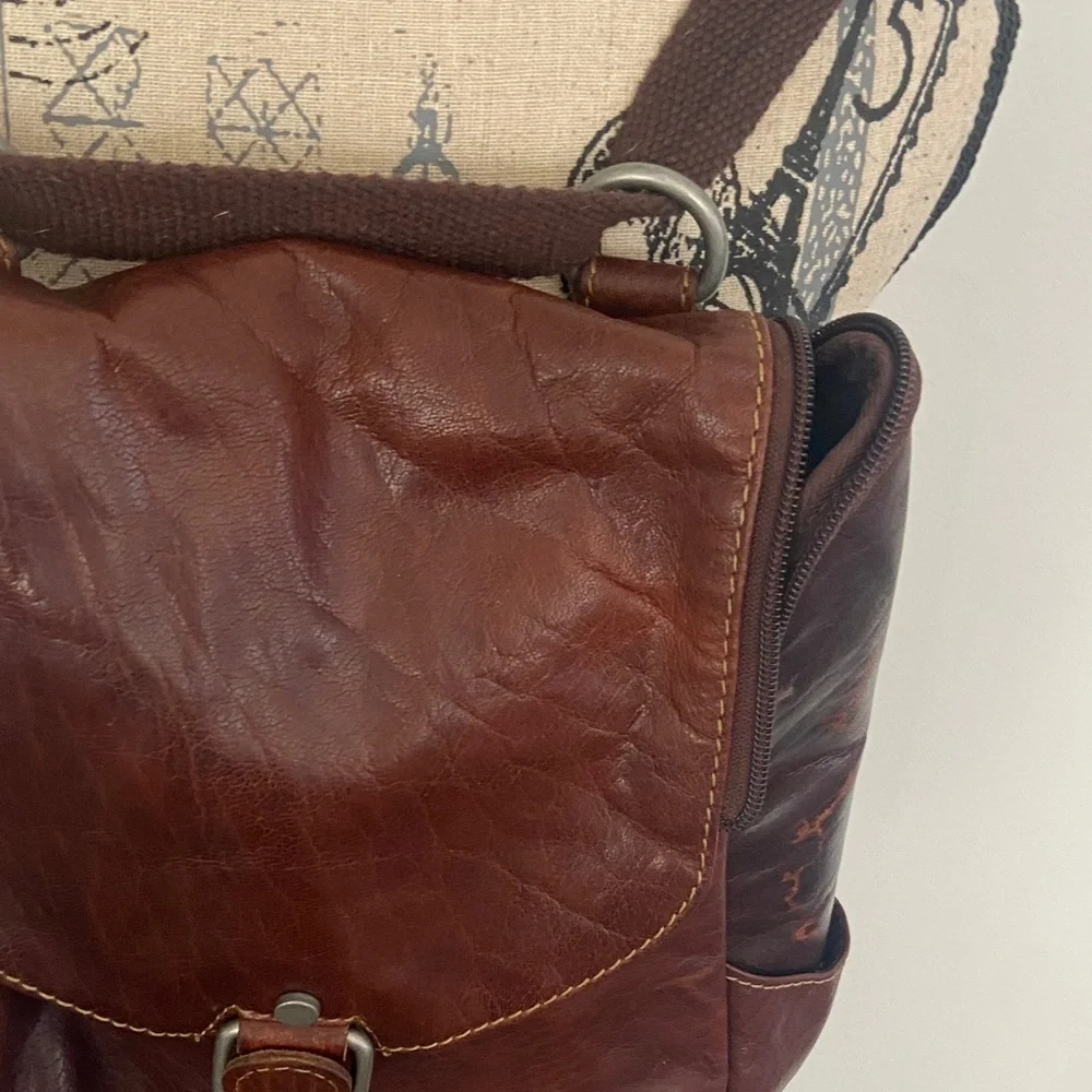 Jack Georges Voyager Brown Leather Backpack Crossbody Bag | Vintage Travel Style